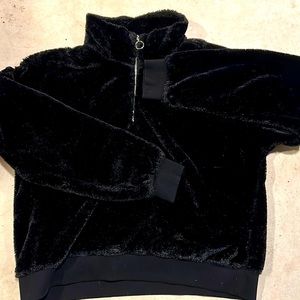 Fuzzy half zip-up lose jacket